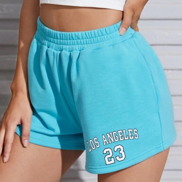 NEW INVENTORY 🦋💫Mint Blue Letter Graphic Track Shorts💫🦋 - Picture 3 of 6